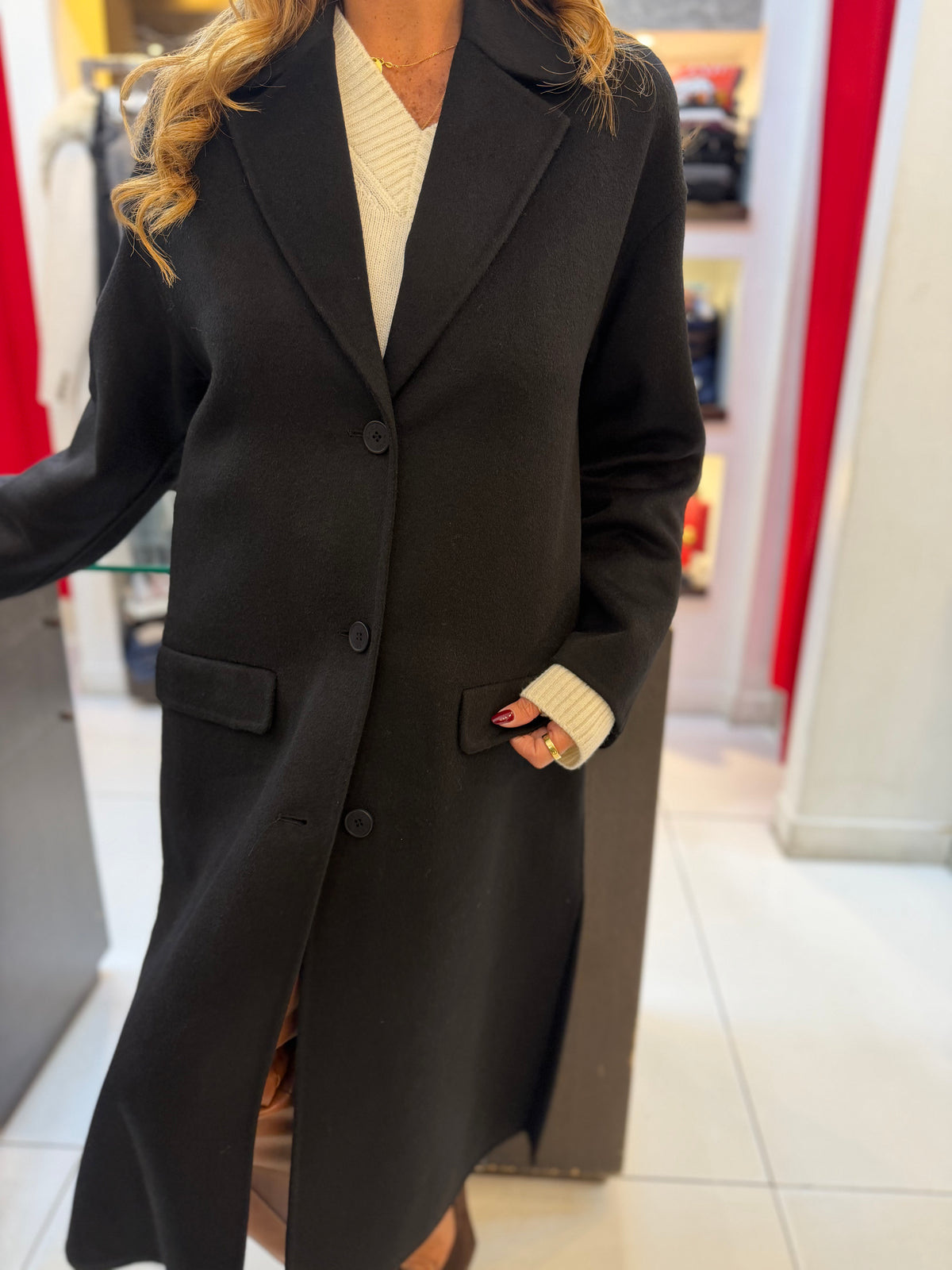Cappotto lungo monopetto con revers Kaos Collection