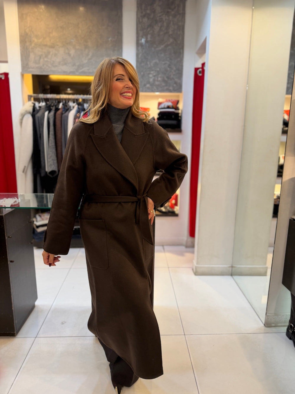 Cappotto lana con cintura senza bottoni Kaos Collection