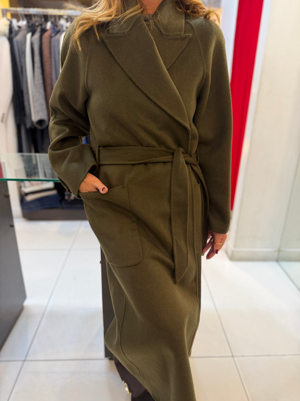 Cappotto lana con cintura senza bottoni Kaos Collection