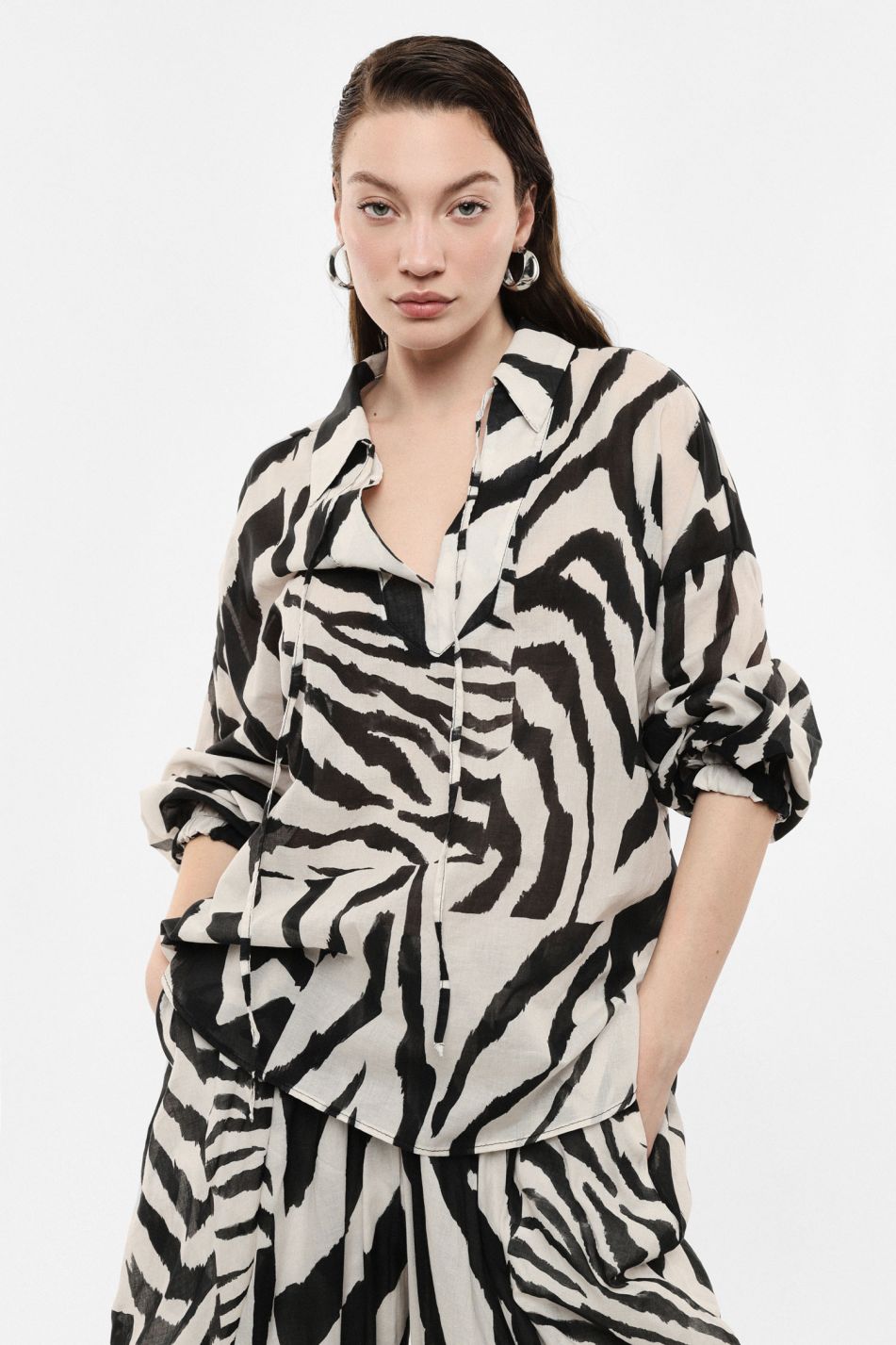 Camicia stampa grafica con collo classico e maniche lunghe Imperial