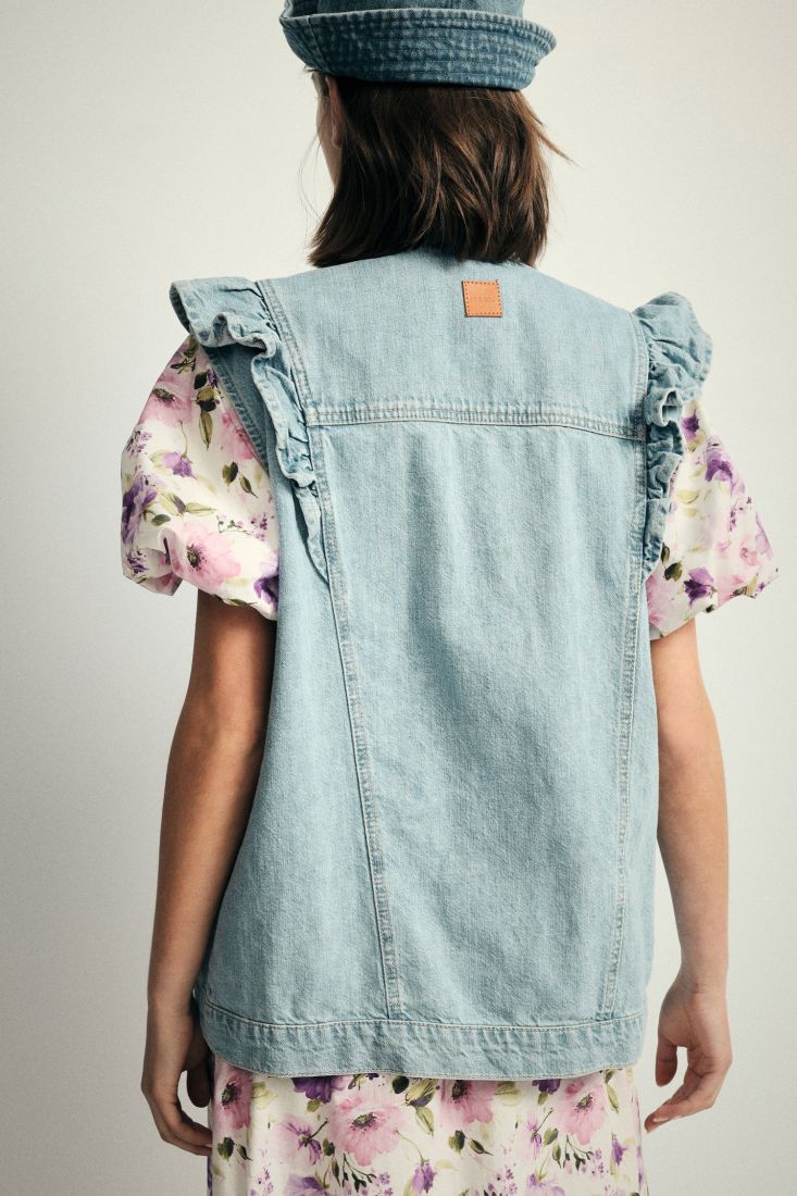 Gilet in denim con rouches Please