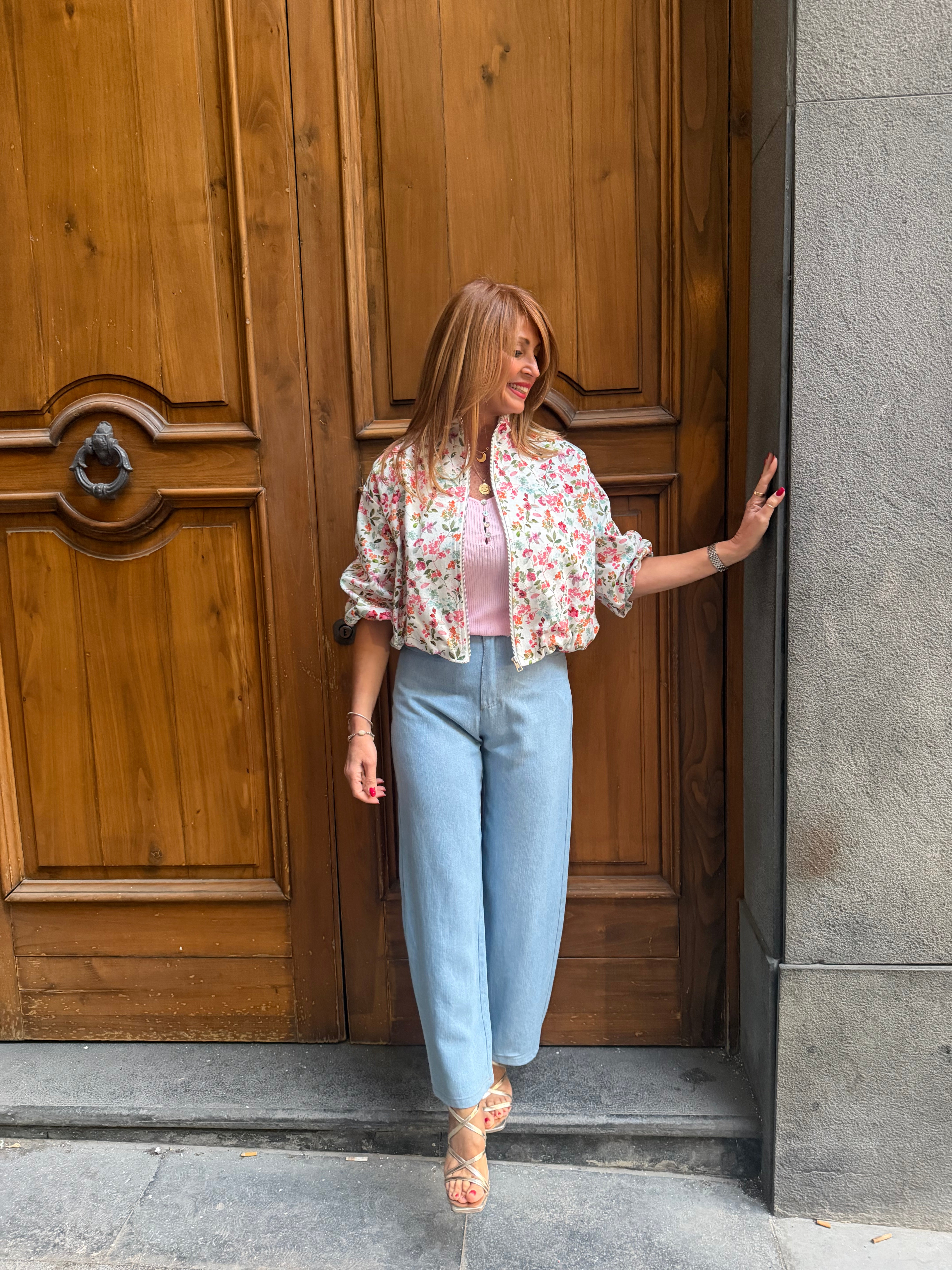 Bomber cropped floreale Imperial con zip e maniche ampie Imperial