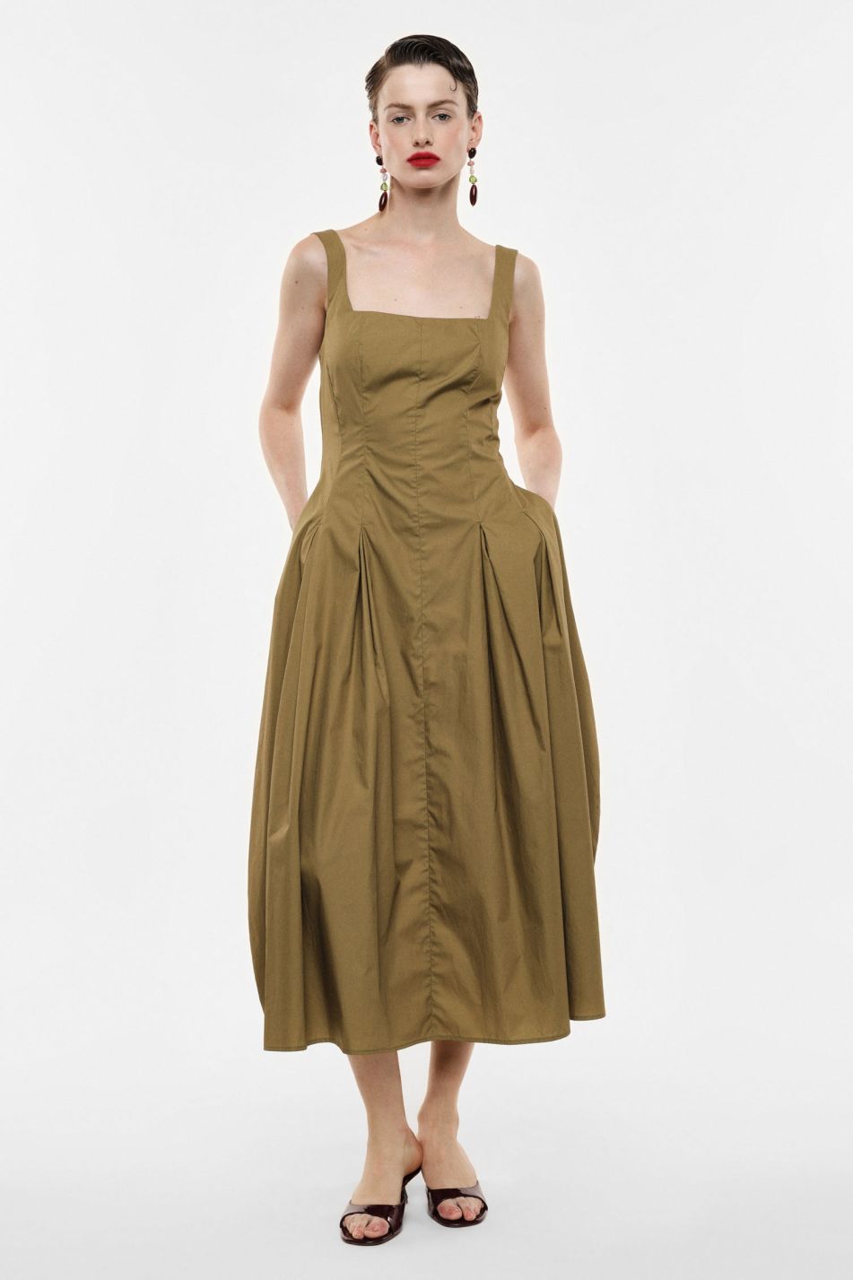 Abito midi con spalline e scollo quadrato Imperial
