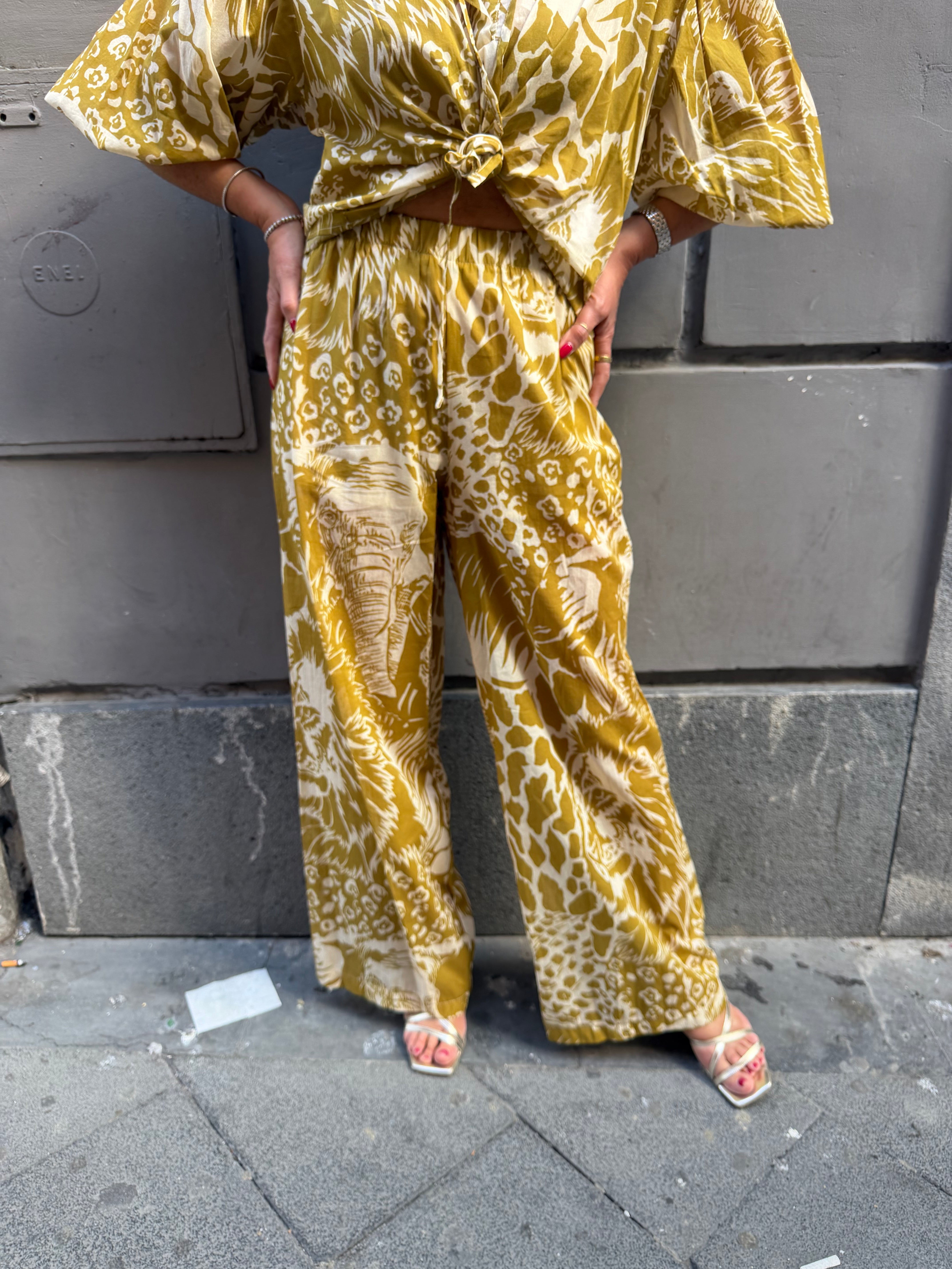 Pantalone stampa jungle Kaos Jeans