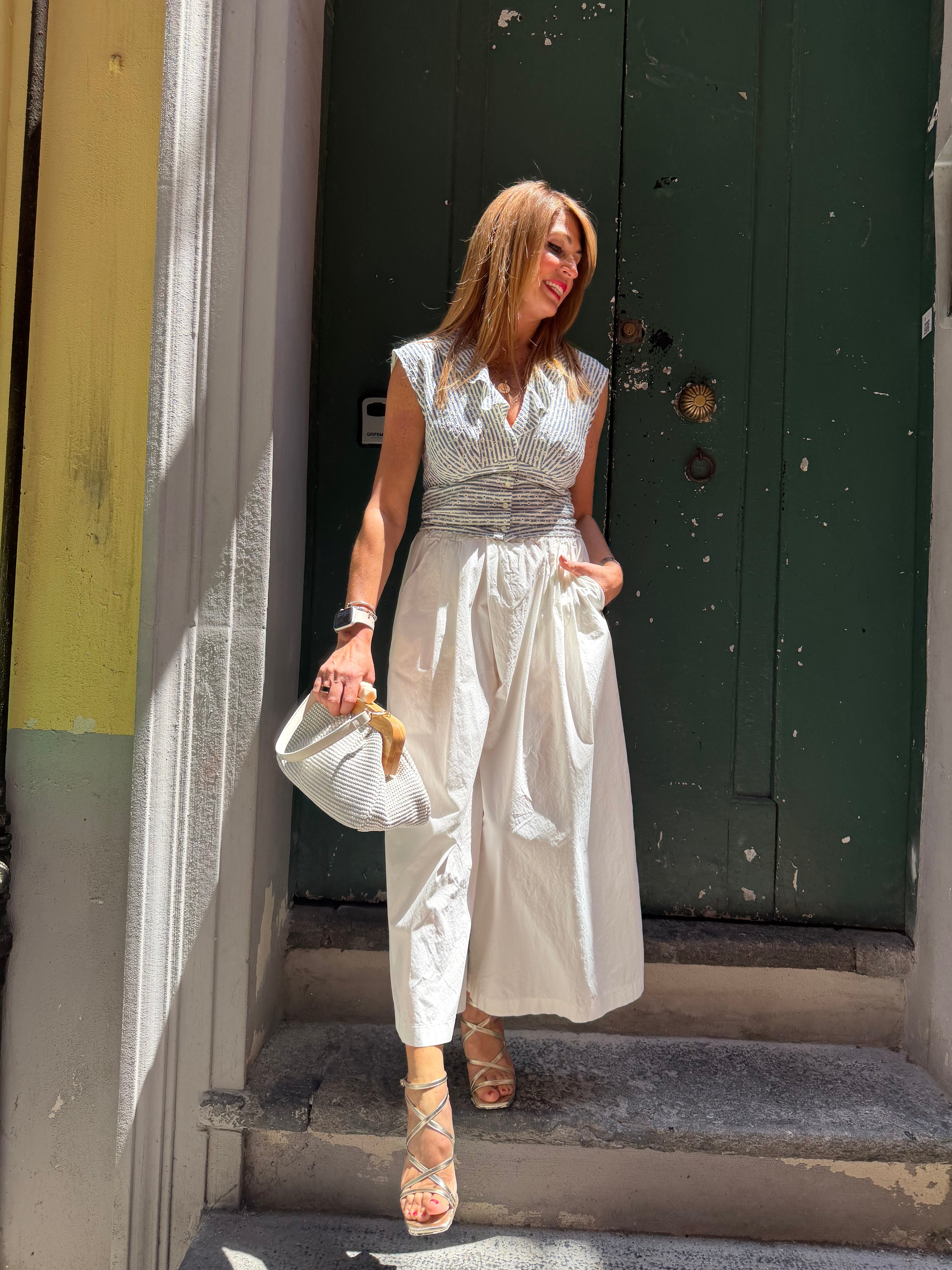 Pantaloni palazzo vita alta con tasche laterali Please