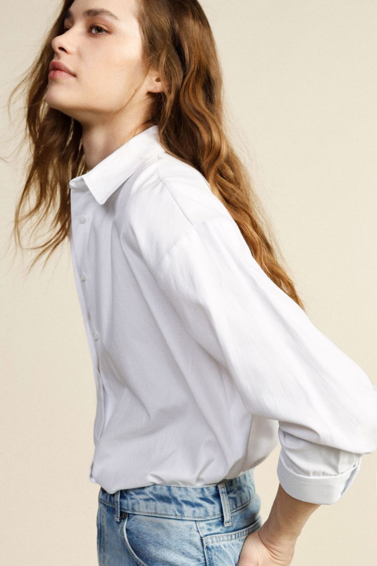 Camicia ampia con colletto classico e maniche 3/4 Dixie