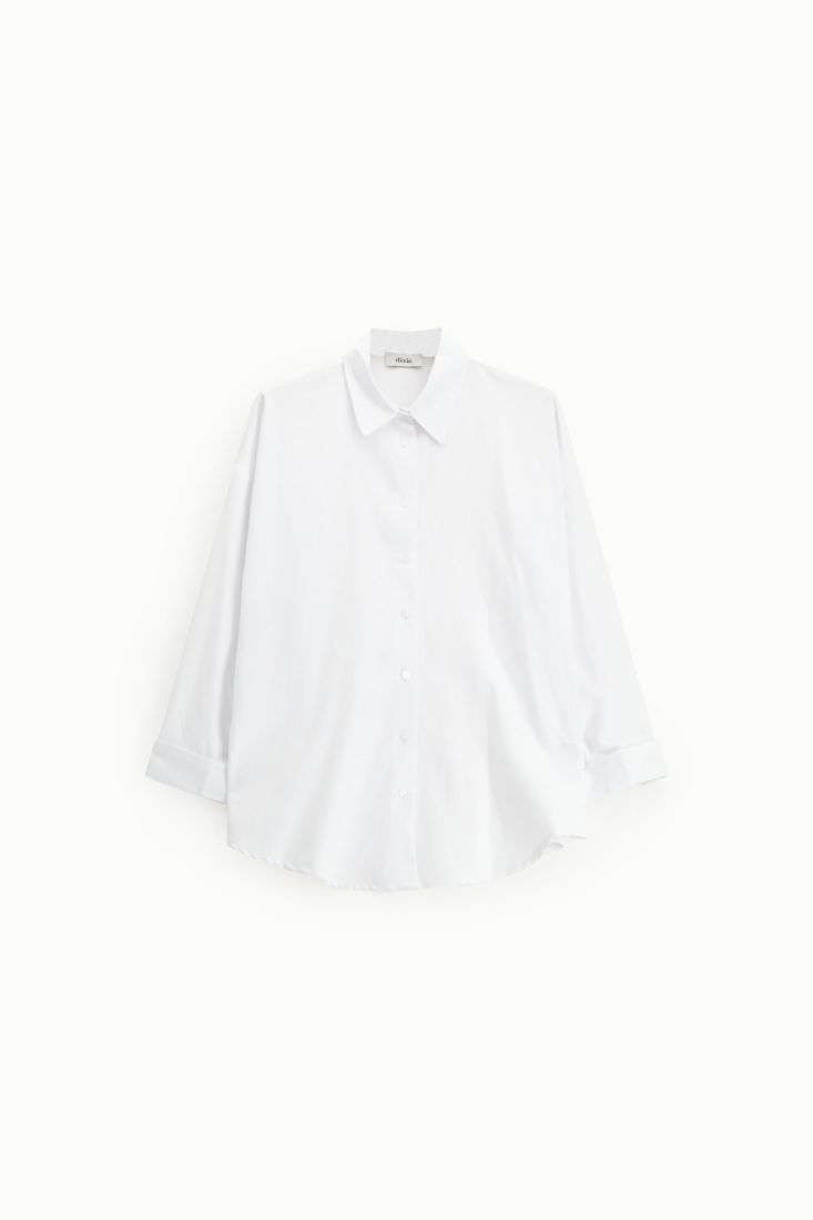 Camicia ampia con colletto classico e maniche 3/4 Dixie