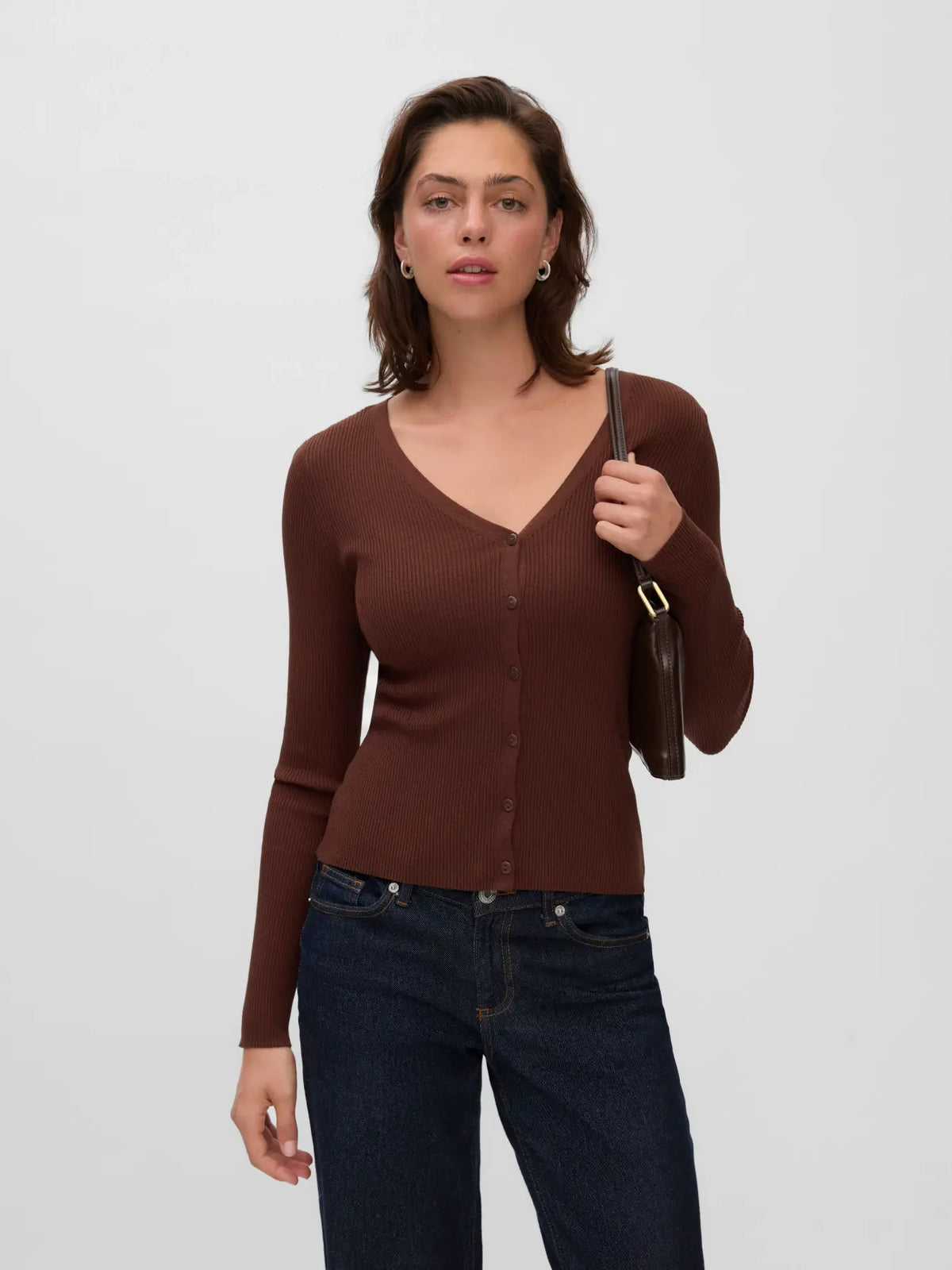 Cardigan a costine scollo a V Vero Moda