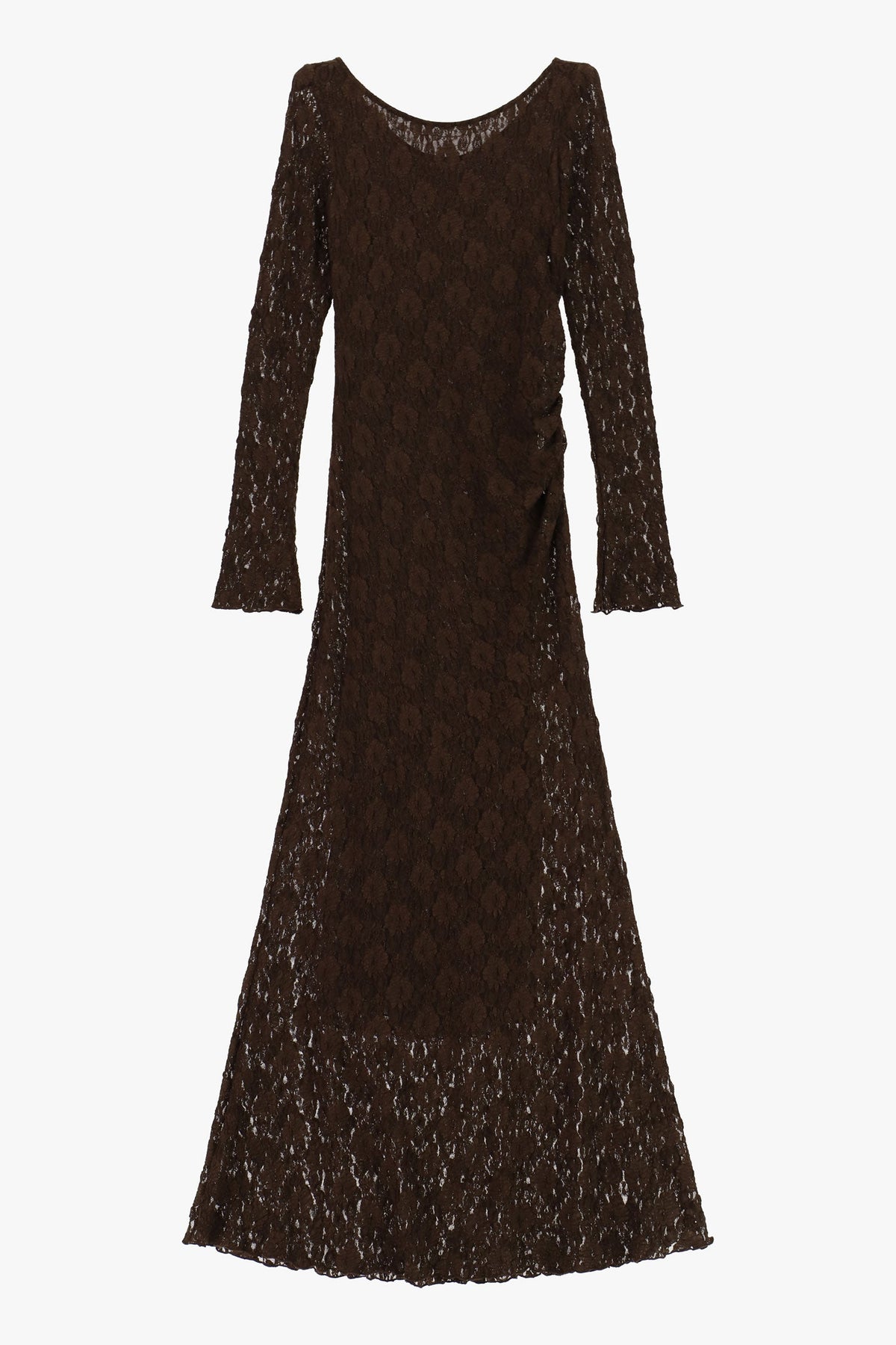 Abito lungo pizzo con maniche lunghe MORO - F
