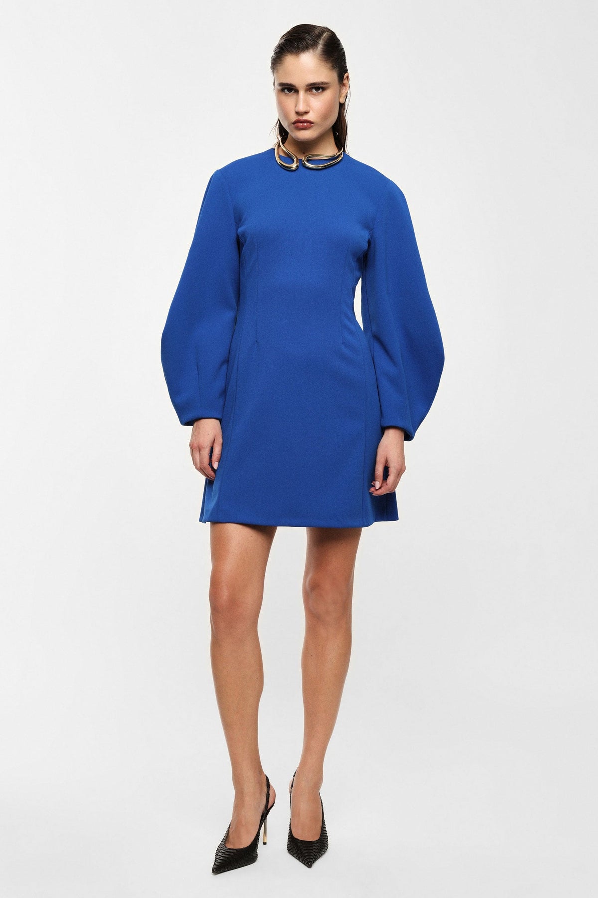 Abito corto con maniche ampie e zip posteriore BLUETTE - II