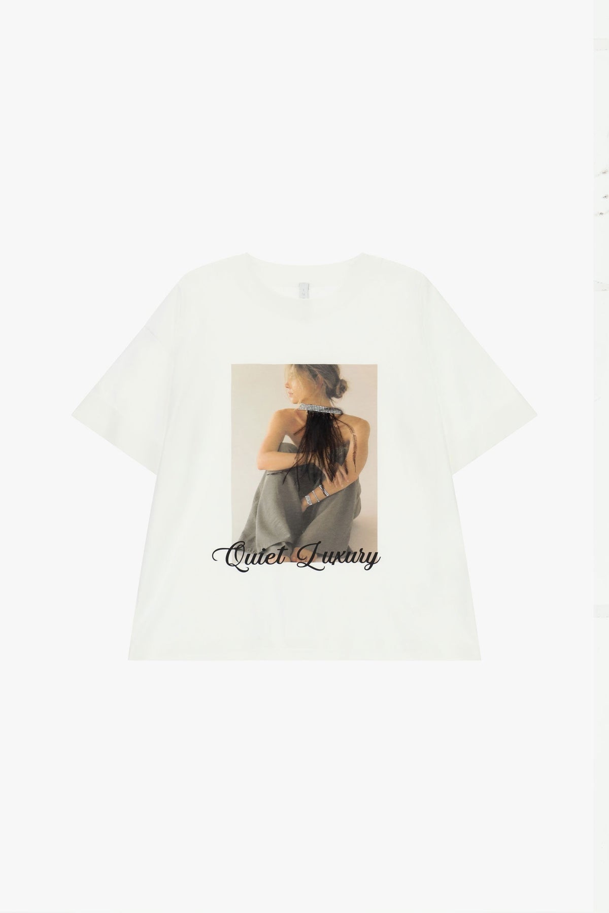 T-shirt a maniche corte stampa fotografica centrale BIANCO