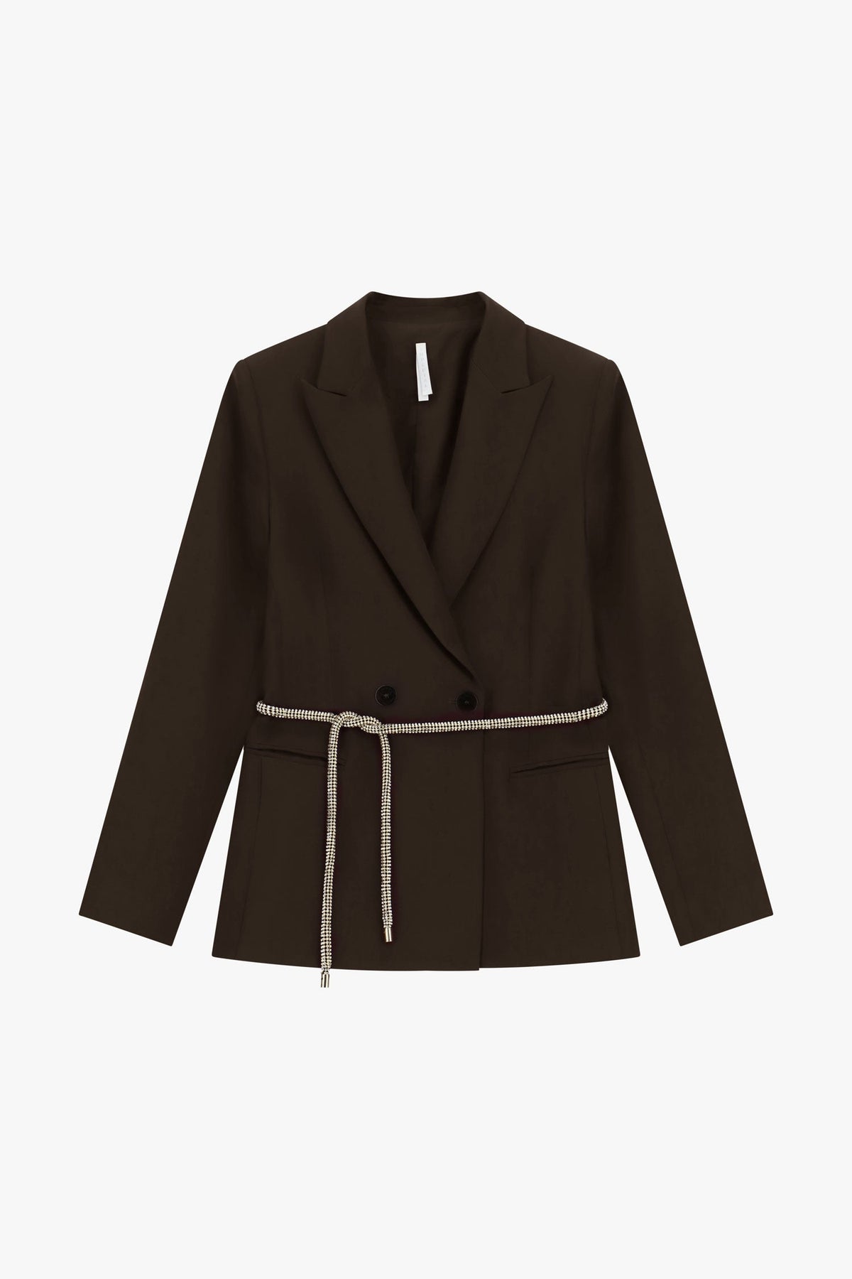 Blazer doppiopetto con cintura gioiello removibile DARK COFFEE