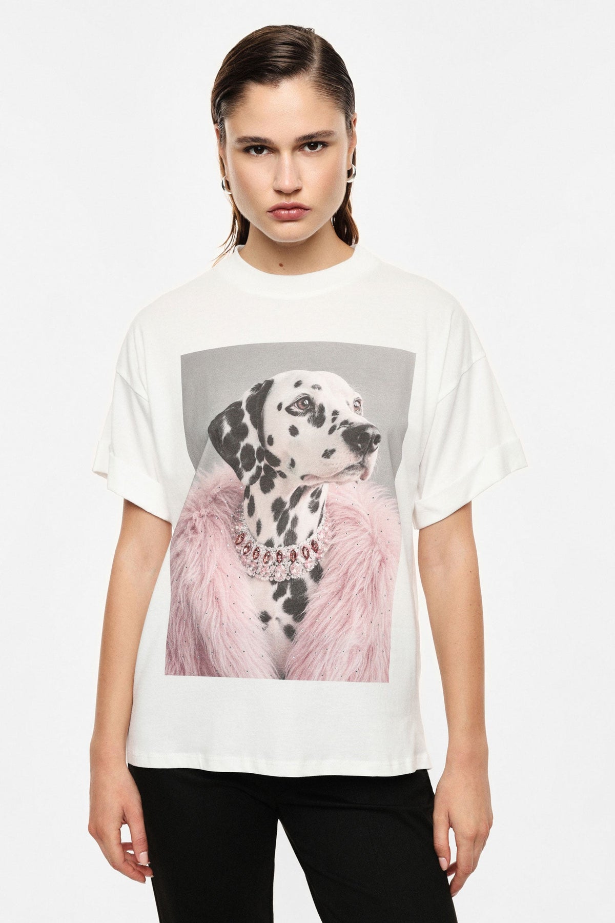 T-shirt stampa grafica con maniche corte BIANCO - IR