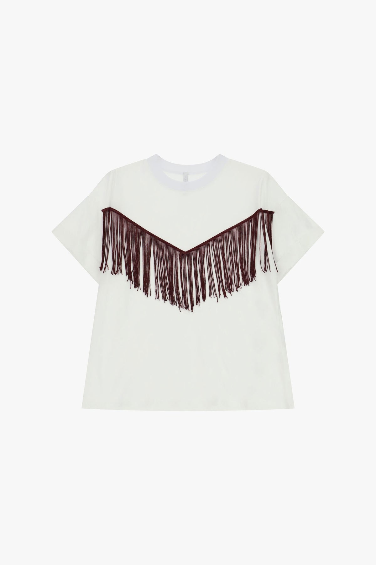 T-shirt con frange decorative e maniche corte BIANCO - F