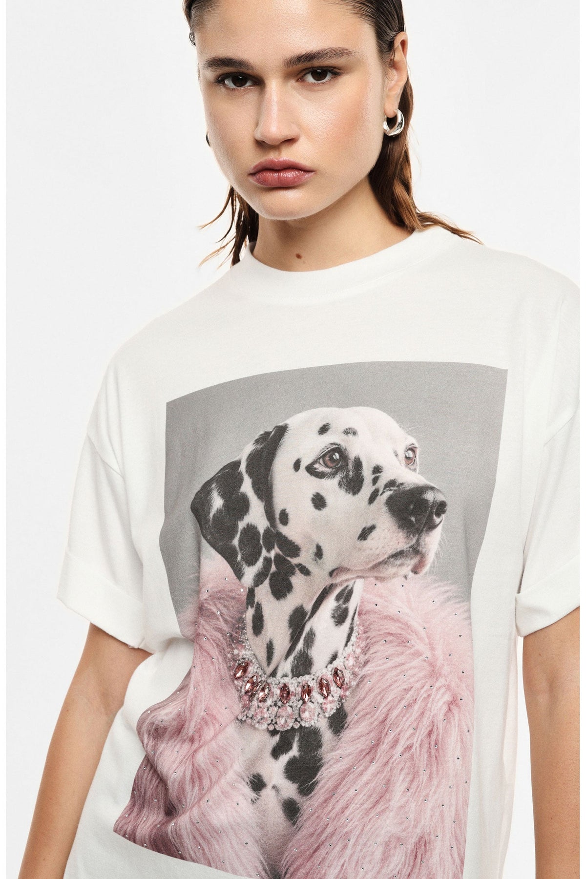 T-shirt stampa grafica con maniche corte BIANCO