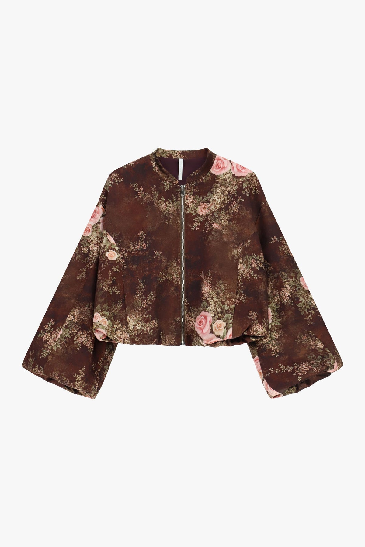 Bomber corto con ampie maniche e stampa floreale MORO