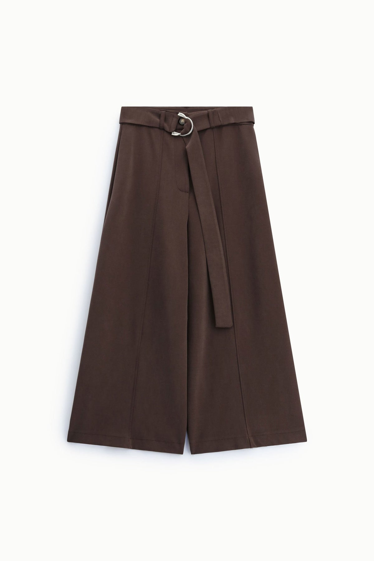 Pantaloni palazzo cropped con cintura e pince MORO - F